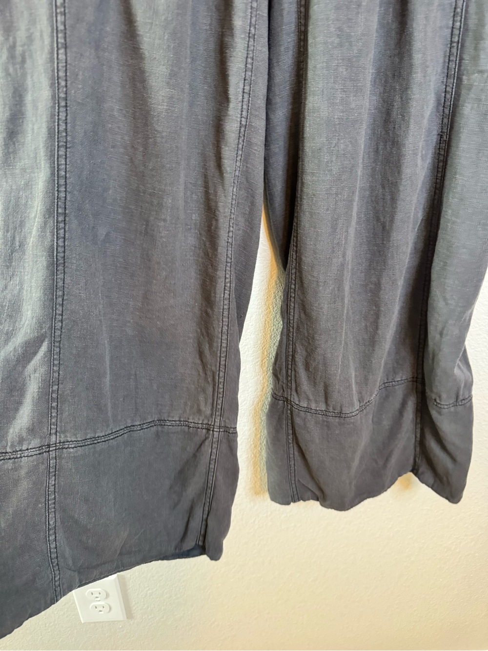 Free People Day's End Linen Wide Leg Pull-On Pants Charcoal Grey - Picture 8 of 14
